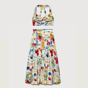 ZARA | Colorful Patterned Skirt/Top Two-Piece Set